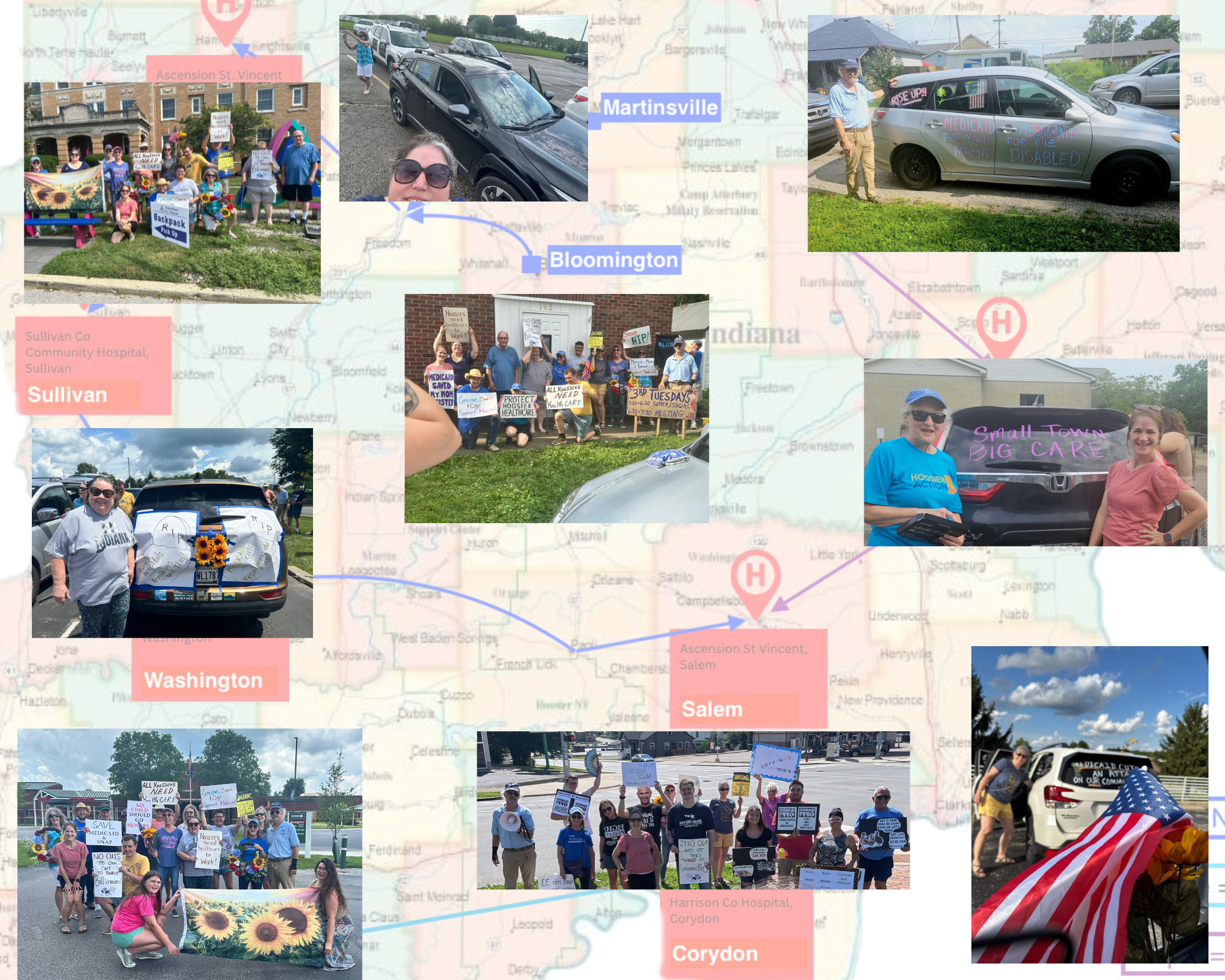 Photo collage showcasing the Motorcade for Medicaid rally