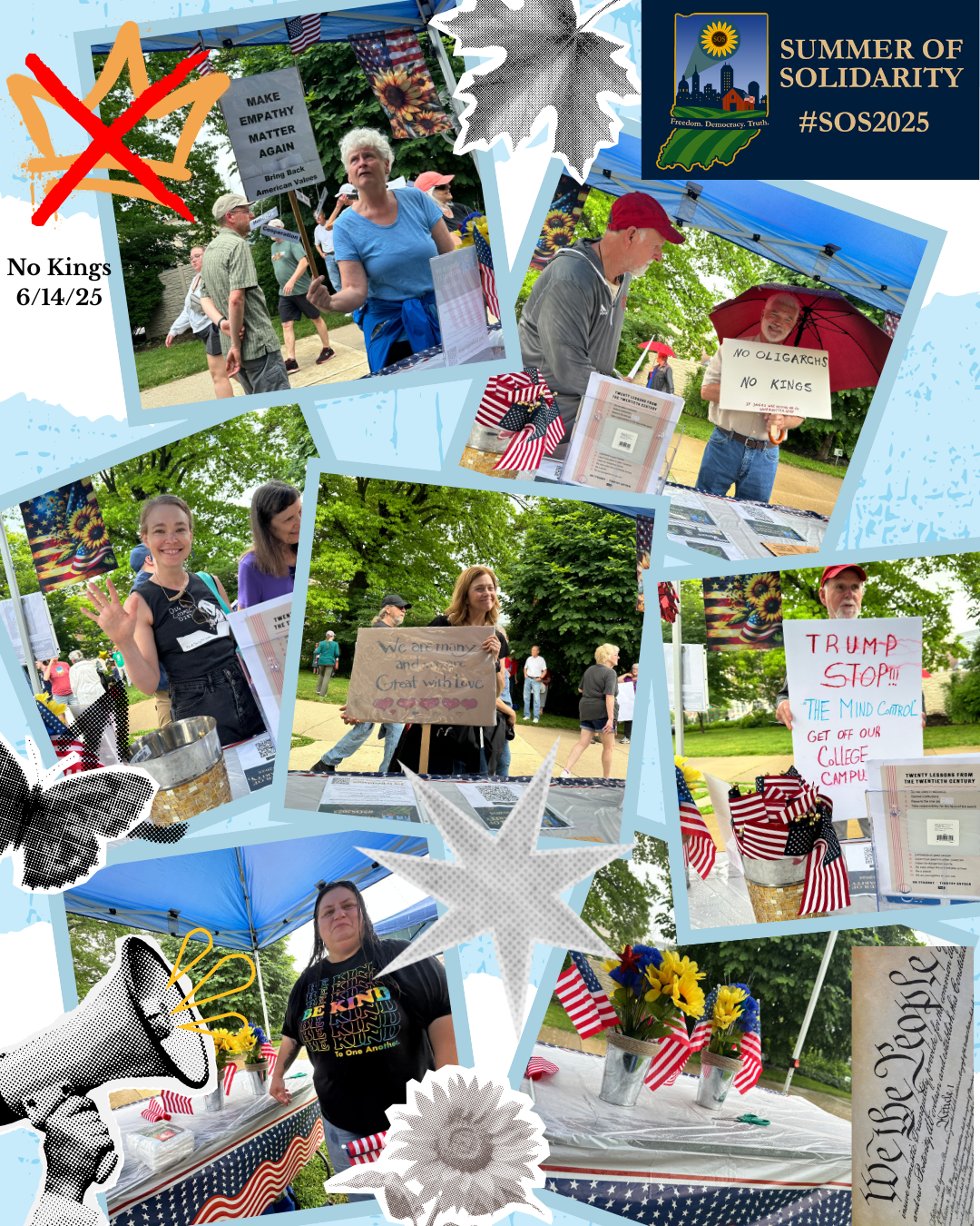 Photo collage from No King event